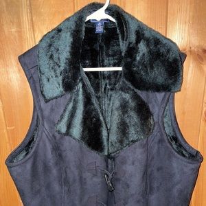 Chaps black size 3x faux suede/fur vest